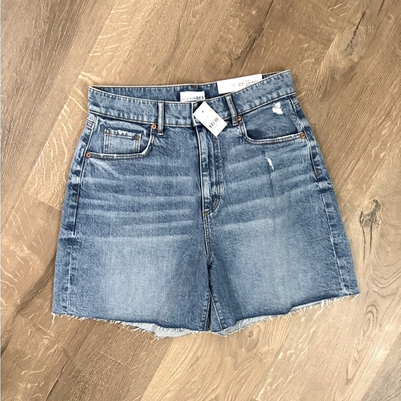 LOFT Blue Jean Shorts Raw Hem High-Waisted - Picture 1 of 4